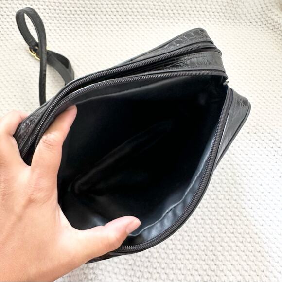 Sondra Roberts Vintage Black Leather Croc Embossed Rectangular Box Crossbody Bag - Picture 16 of 16